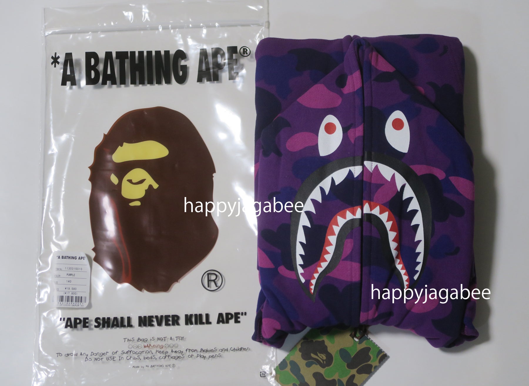 A Bathing Ape Bape Purple Camo Shark Hoodie