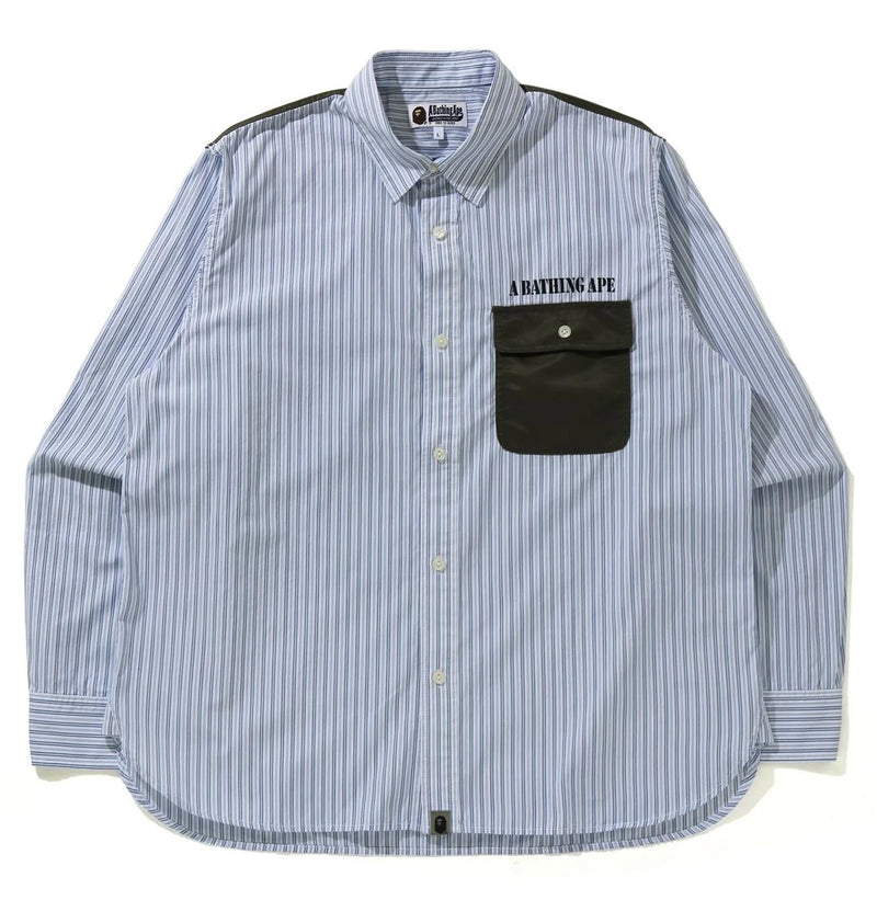 A BATHING APE STRIPE RELAXED MILITARY SHIRT