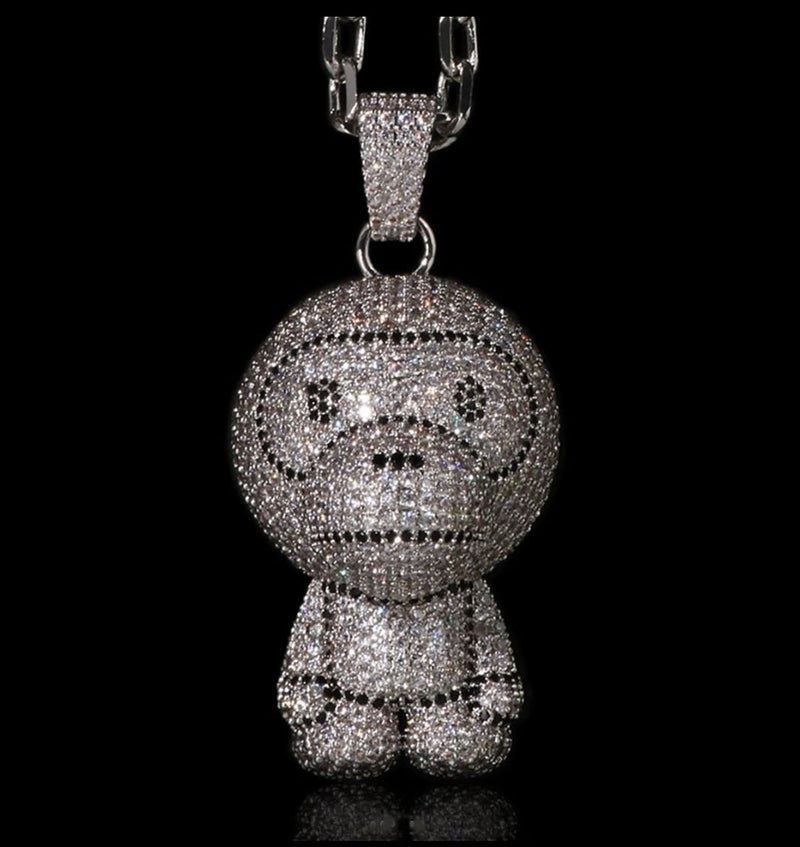 A BATHING APE MILO CRYSTAL STONE NECKLACE Silver