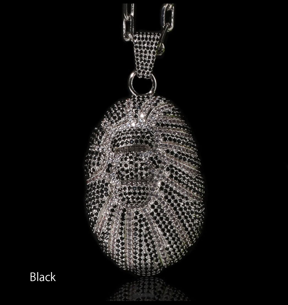 A BATHING APE APE HEAD CRYSTAL STONE NECKLACE – happyjagabee