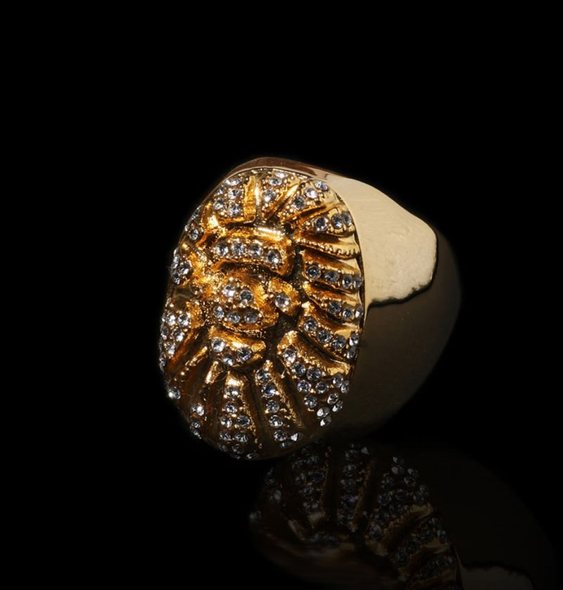 A BATHING APE APE HEAD CRYSTAL STONE RING