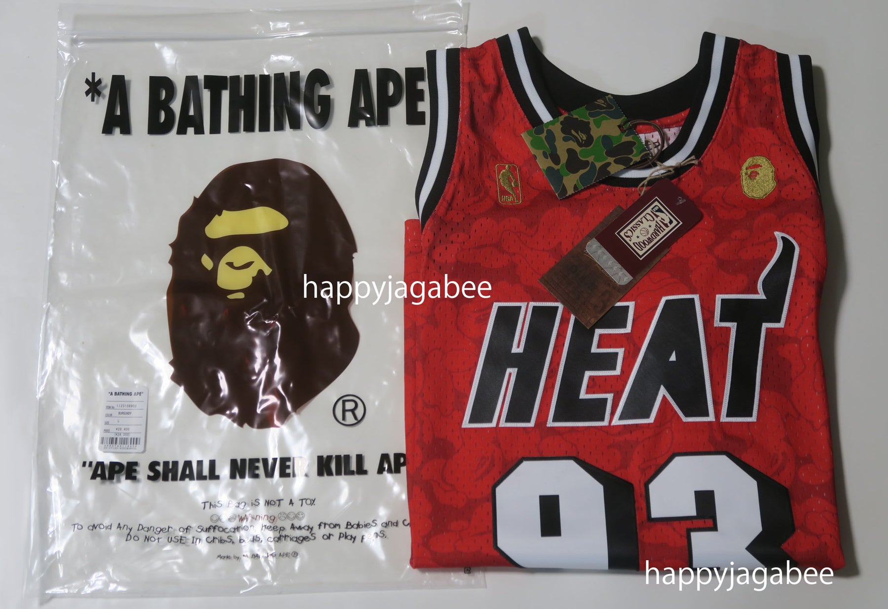 Bape x Mitchell & Ness Miami Heat Jersey Red