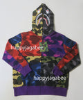 A BATHING APE BAPE KIDS MIX CAMO CRAZY SHARK ZIP HOODIE