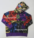 A BATHING APE BAPE KIDS MIX CAMO CRAZY SHARK ZIP HOODIE
