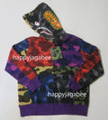 A BATHING APE BAPE KIDS MIX CAMO CRAZY SHARK ZIP HOODIE