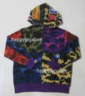 A BATHING APE BAPE KIDS MIX CAMO CRAZY SHARK ZIP HOODIE