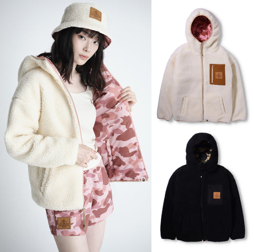 A BATHING APE Ladies' 1ST CAMO BOA REVERSIBLE HOODIE JACKET