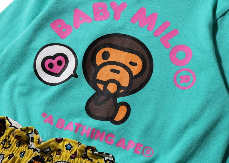 A BATHING APE BAPE KIDS BABY MILO SPEECH BALLOON LAYERED ONEPIECE