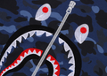 A BATHING APE COLOR CAMO EMBROIDERY SHARK CREWNECK