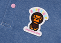 A BATHING APE BAPE KIDS BABY MILO JERSEY DENIM SAILOR COLLAR BODYSUIT